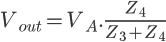  \Large{V_{out} = V_A.\frac{Z_4}{Z_3+Z_4}} 